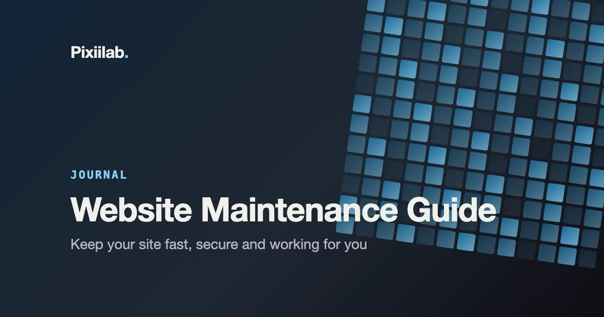 Pixiilab journal cover: Website Maintenance Guide